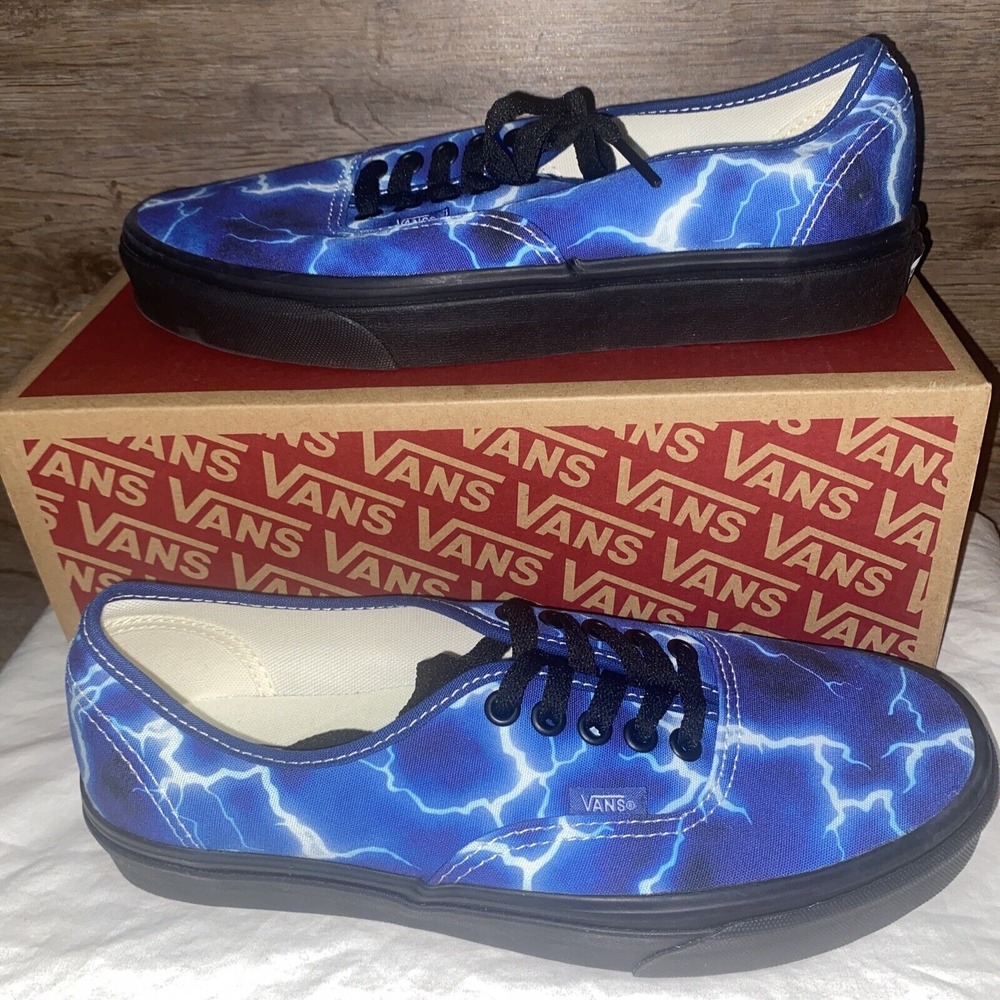 NIB Vans 100%‎ Authentic Lightning Black/Blue Sneaker, Unisex